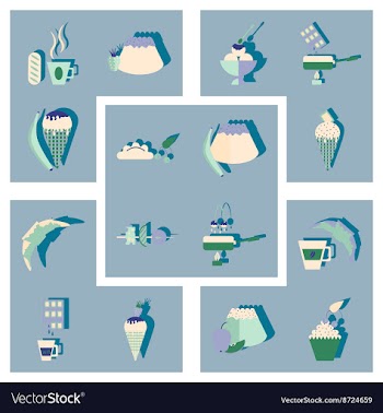 Modern flat icons collection with shadow vector image
