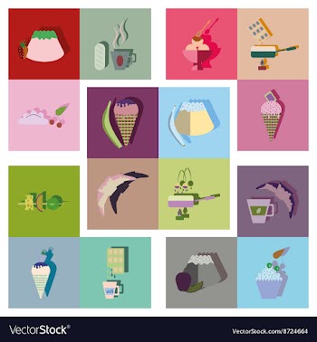 Modern flat icons collection with shadow vector image
