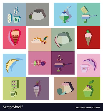 Modern flat icons collection with shadow vector image