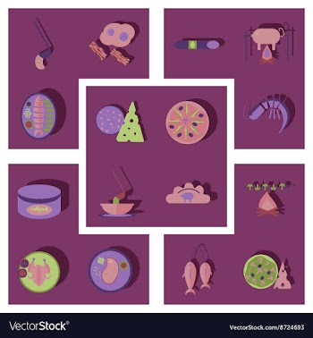 Modern flat icons collection with shadow vector image