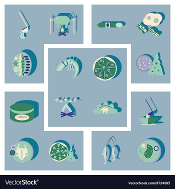 Modern flat icons collection with shadow vector image