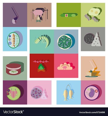 Modern flat icons collection with shadow vector image