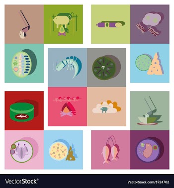 Modern flat icons collection with shadow vector image