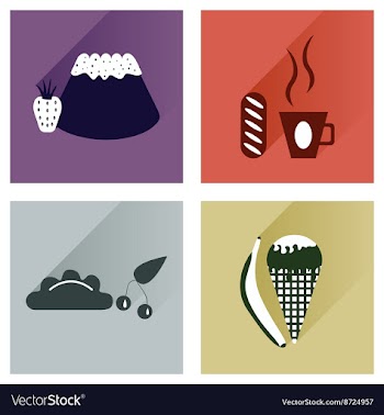 Modern flat icons collection with shadow vector image