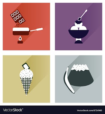 Modern flat icons collection with shadow vector image