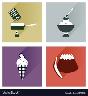 Modern flat icons collection with shadow vector image