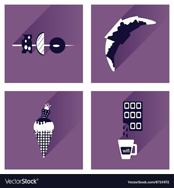 Modern flat icons collection with shadow vector image