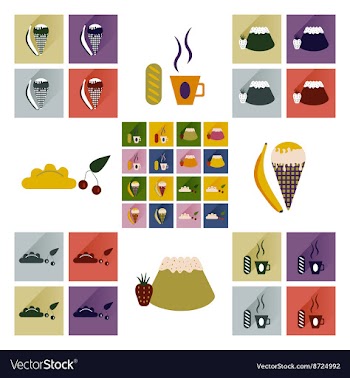 Modern flat icons collection with shadow vector image