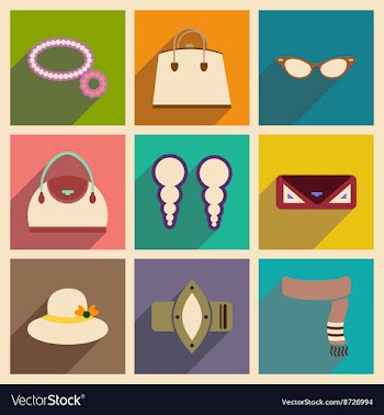 Modern flat icons collection with shadow vector image