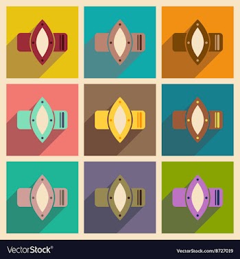 Modern flat icons collection with shadow vector image