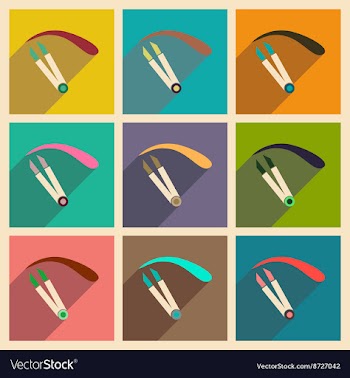 Modern flat icons collection with shadow vector image