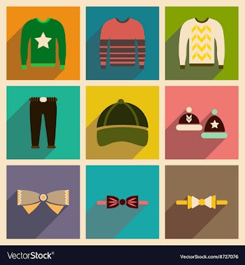 Modern flat icons collection with shadow vector image