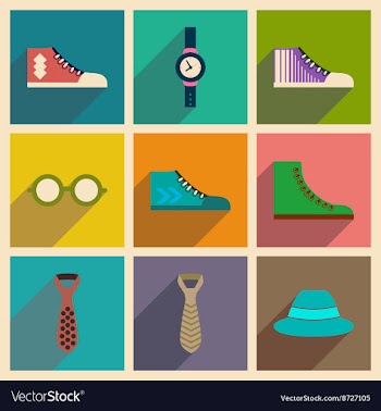 Modern flat icons collection with shadow vector image