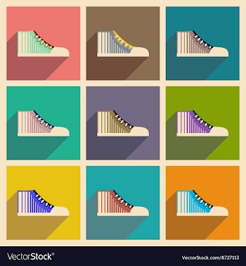 Modern flat icons collection with shadow vector image