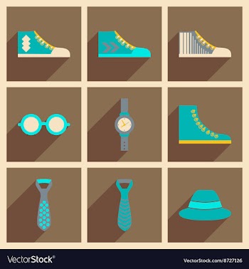 Modern flat icons collection with shadow vector image