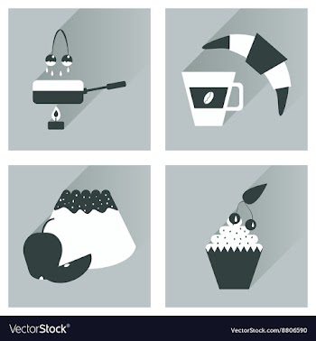 Modern flat icons collection with shadow vector image