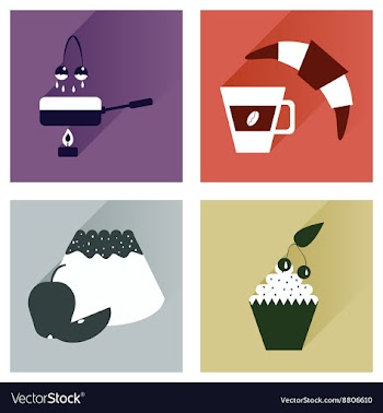 Modern flat icons collection with shadow vector image