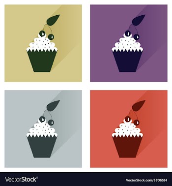 Modern flat icons collection with shadow vector image