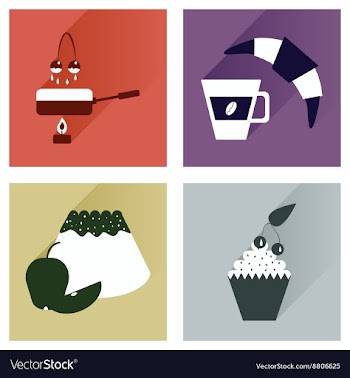 Modern flat icons collection with shadow vector image