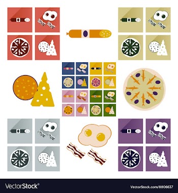 Modern flat icons collection with shadow vector image
