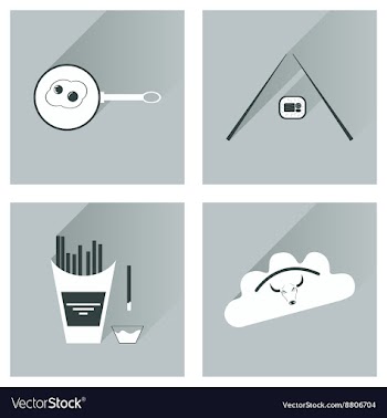 Modern flat icons collection with shadow vector image