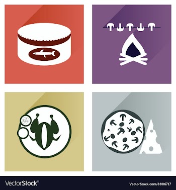 Modern flat icons collection with shadow vector image