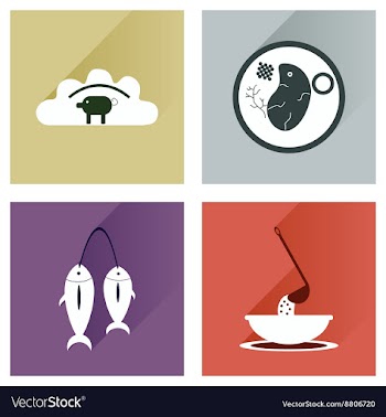 Modern flat icons collection with shadow vector image