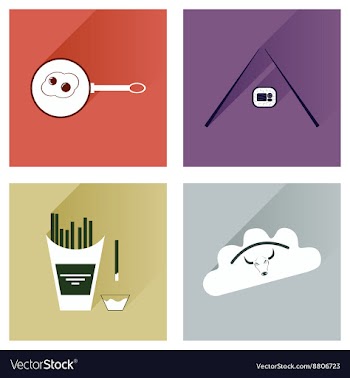 Modern flat icons collection with shadow vector image