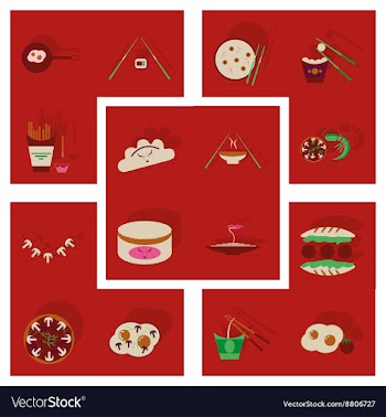Modern flat icons collection with shadow vector image