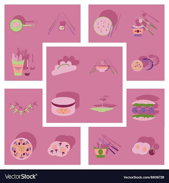 Modern flat icons collection with shadow vector image