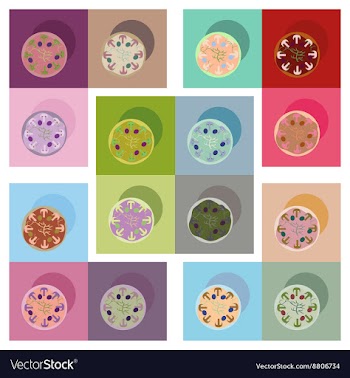 Modern flat icons collection with shadow vector image