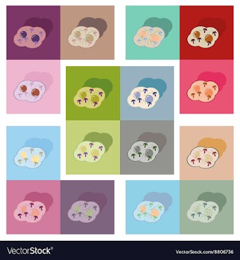 Modern flat icons collection with shadow vector image