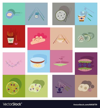Modern flat icons collection with shadow vector image