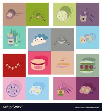 Modern flat icons collection with shadow vector image