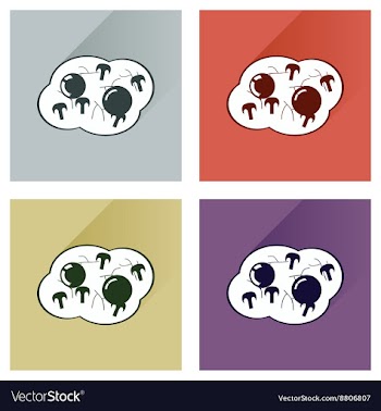 Modern flat icons collection with shadow vector image