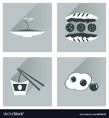 Modern flat icons collection with shadow vector image