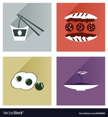 Modern flat icons collection with shadow vector image