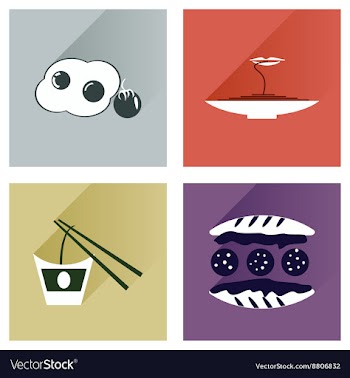 Modern flat icons collection with shadow vector image
