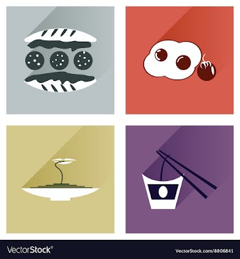 Modern flat icons collection with shadow vector image