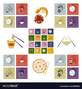 Modern flat icons collection with shadow vector image