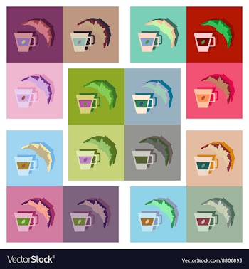 Modern flat icons collection with shadow vector image