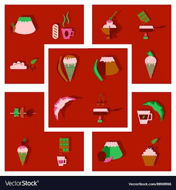 Modern flat icons collection with shadow vector image