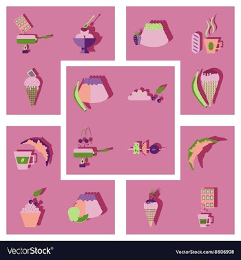 Modern flat icons collection with shadow vector image
