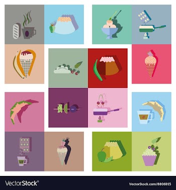 Modern flat icons collection with shadow vector image