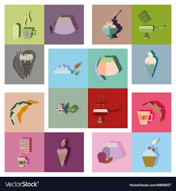 Modern flat icons collection with shadow vector image