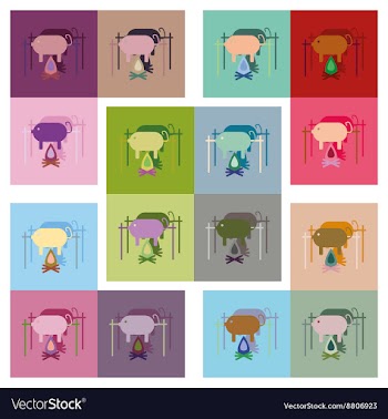 Modern flat icons collection with shadow vector image