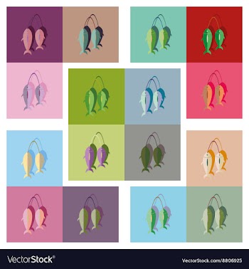 Modern flat icons collection with shadow vector image