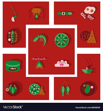 Modern flat icons collection with shadow vector image