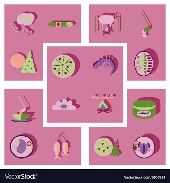 Modern flat icons collection with shadow vector image