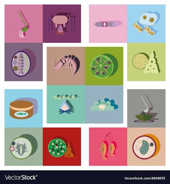 Modern flat icons collection with shadow vector image
